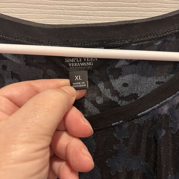 Simply Vera Wang Whimsigoth Velvet Burnout Top XL Teal Gray Fairy Grunge NWT - Picture 4 of 8